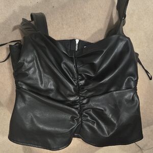 New A.L.C. Black Leather Camisole